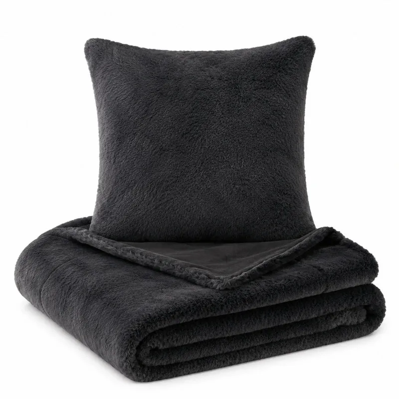 MOON - Sable - mit Hasenfelloptik - Kissenhülle/Füllkissen/Decke - super soft