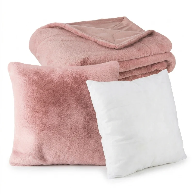 MOON - Sable - mit Hasenfelloptik - Kissenhülle/Füllkissen/Decke - super soft