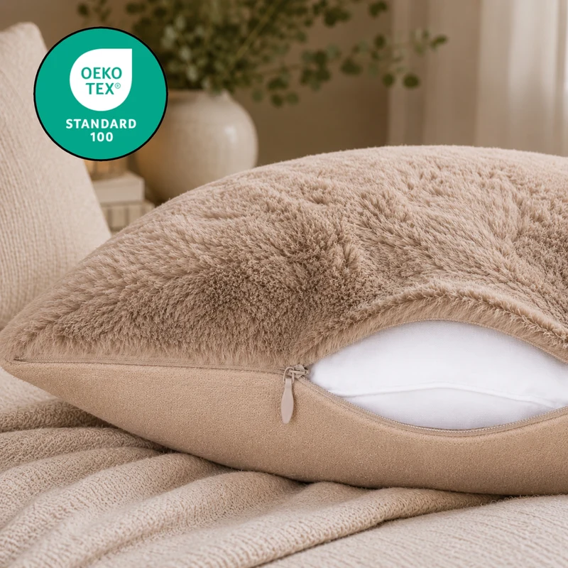 MOON - Sable - mit Hasenfelloptik - Kissenhülle/Füllkissen/Decke - super soft