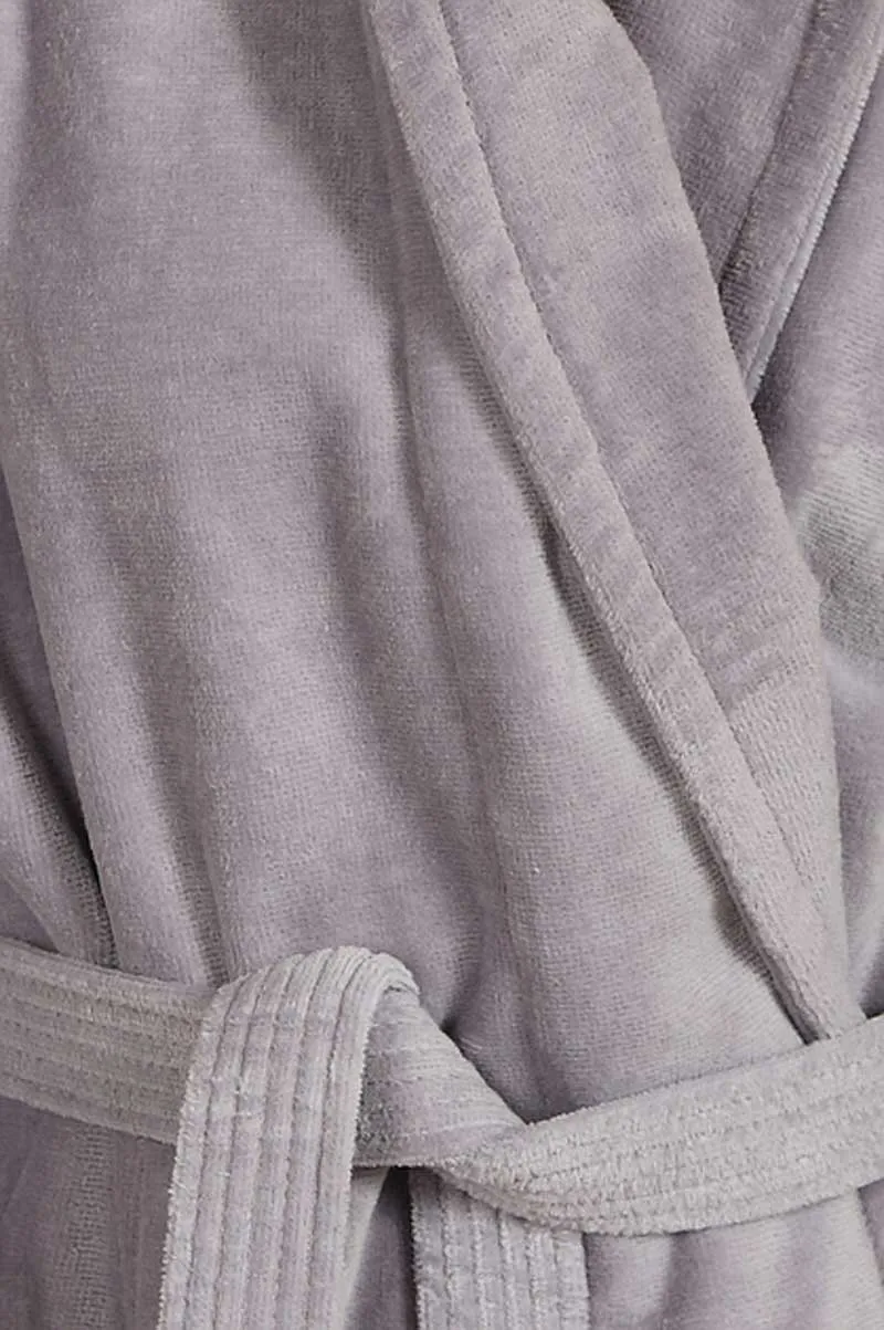 Floringo Bademantel Velours 100% Baumwolle Schalkragen Übergröße graphit 10XL