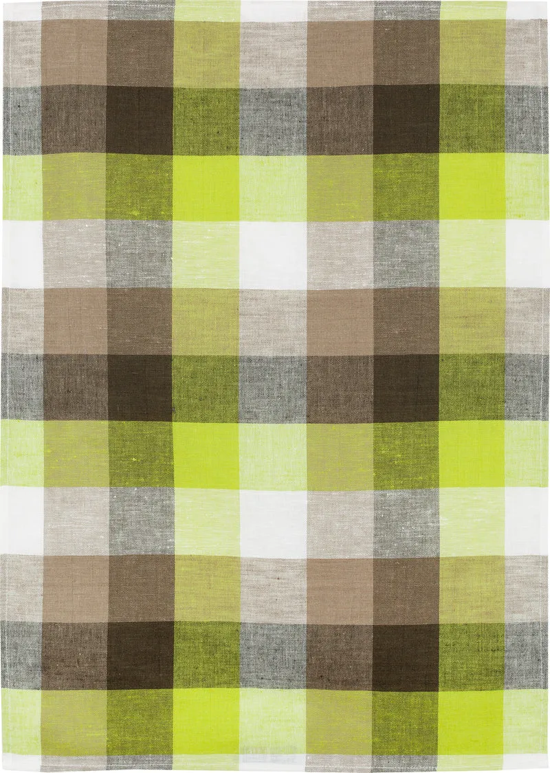 3er Pack Kracht Halbleinen Geschirrtuch 50x70 Karo 213-218-50-16 grün