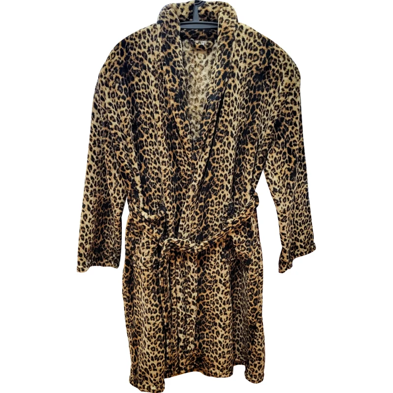 Bademantel Leo-Nardo Coral Fleece mit Kragen Wellnessmantel Sauna