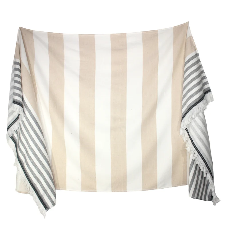 P.K. Collection Hamamtuch gestreift Pestemal Tuch mit Frottee 90x180 cm Fransen Strandtuch