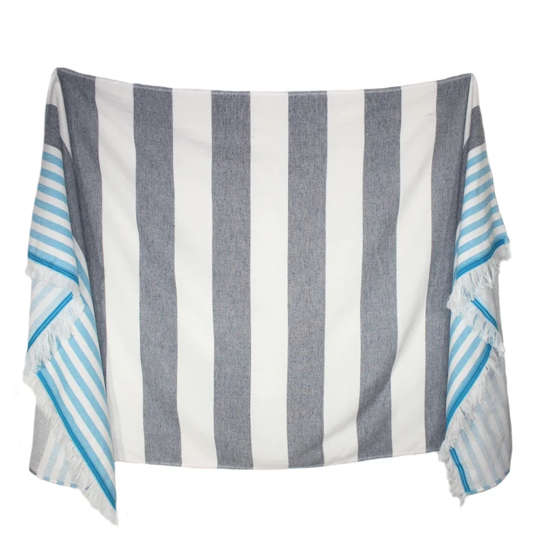 P.K. Collection Hamamtuch gestreift Pestemal Tuch mit Frottee 90x180 cm Fransen Strandtuch
