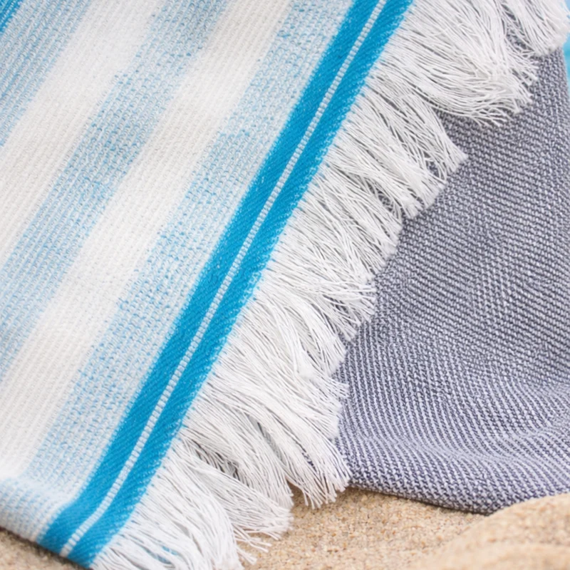 P.K. Collection Hamamtuch gestreift Pestemal Tuch mit Frottee 90x180 cm Fransen Strandtuch