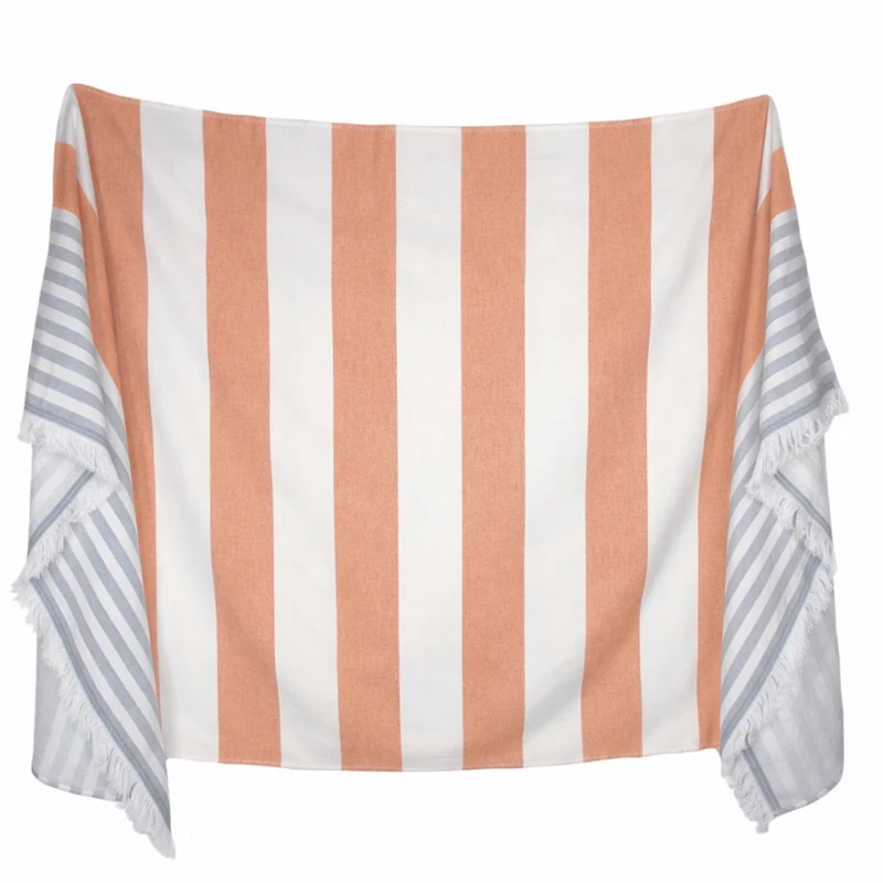P.K. Collection Hamamtuch gestreift Pestemal Tuch mit Frottee 90x180 cm Fransen Strandtuch