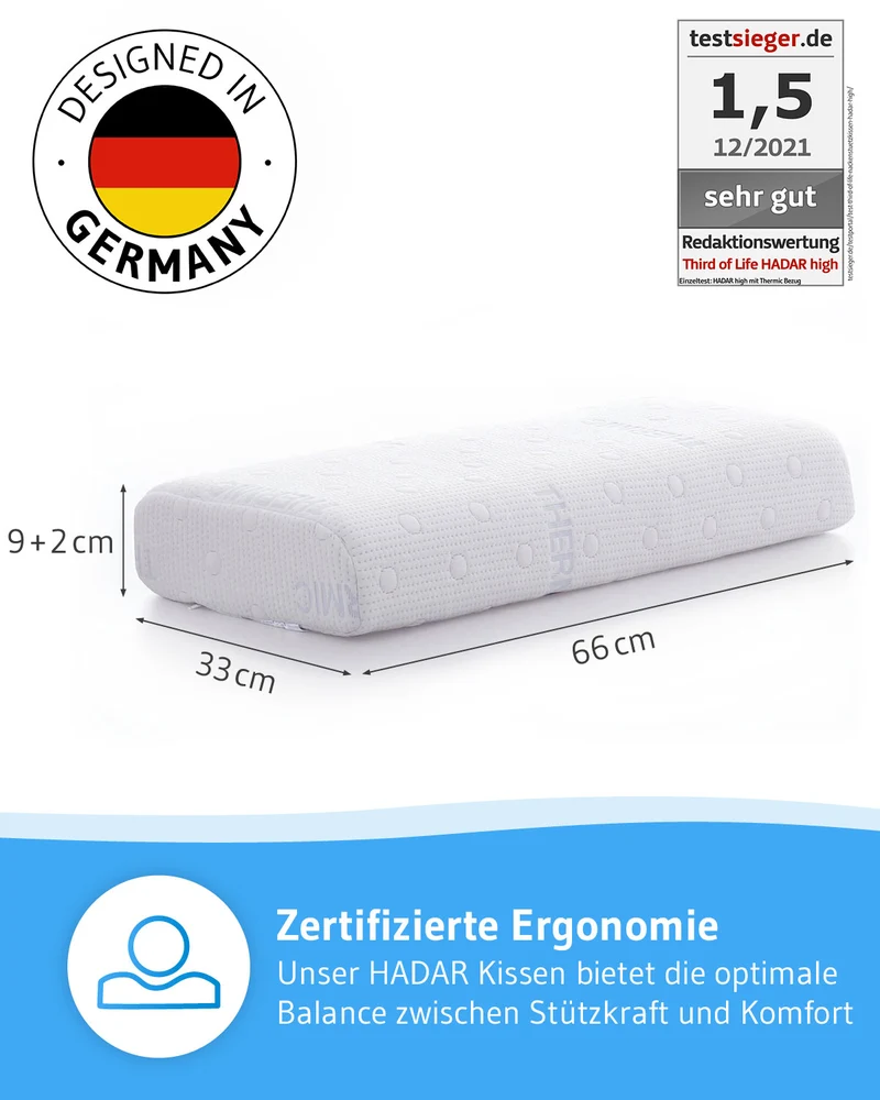 HADAR Nackenstützkissen, höhenverstellbar und ergonomisch aus Visco Schaum