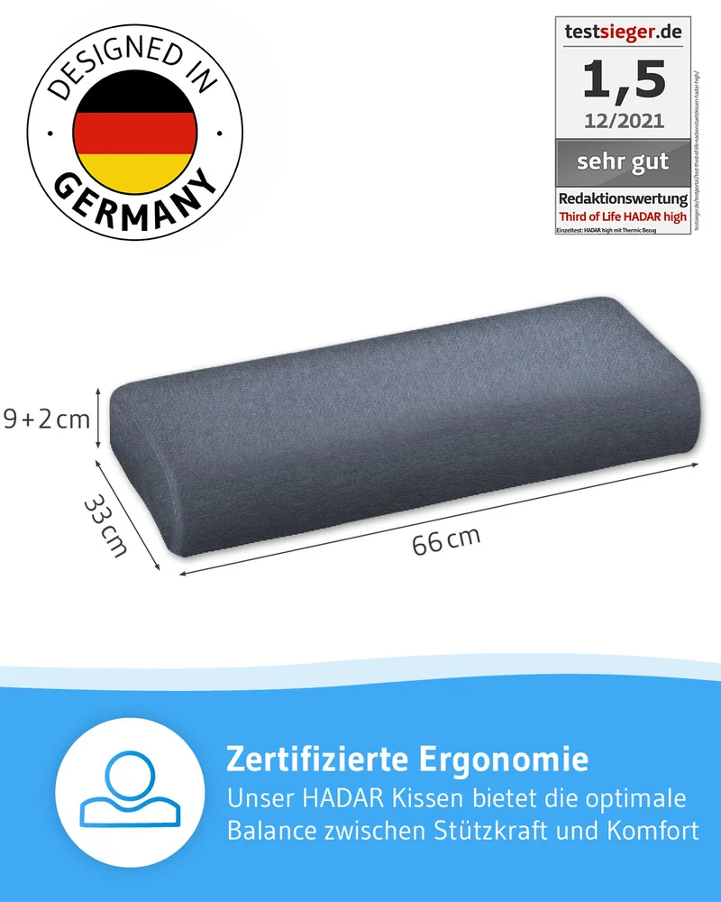 HADAR Nackenstützkissen, höhenverstellbar und ergonomisch aus Visco Schaum