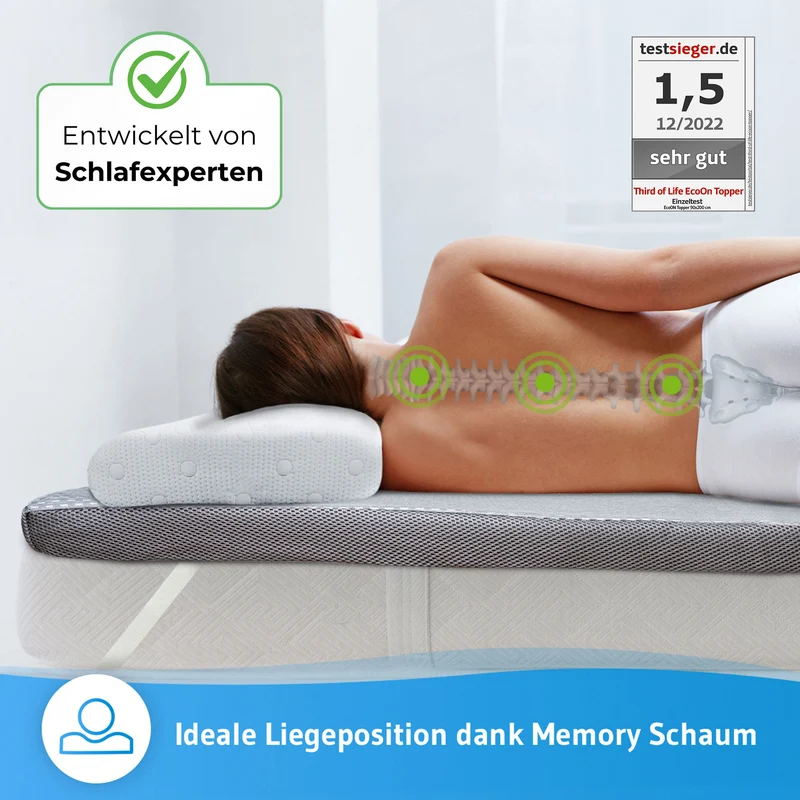 Topper RenewON - Ergonomische Matratzentopper aus Memory-Schaum mit Anti-Statischer & Anti-Bakterieller Graphene-Bezug