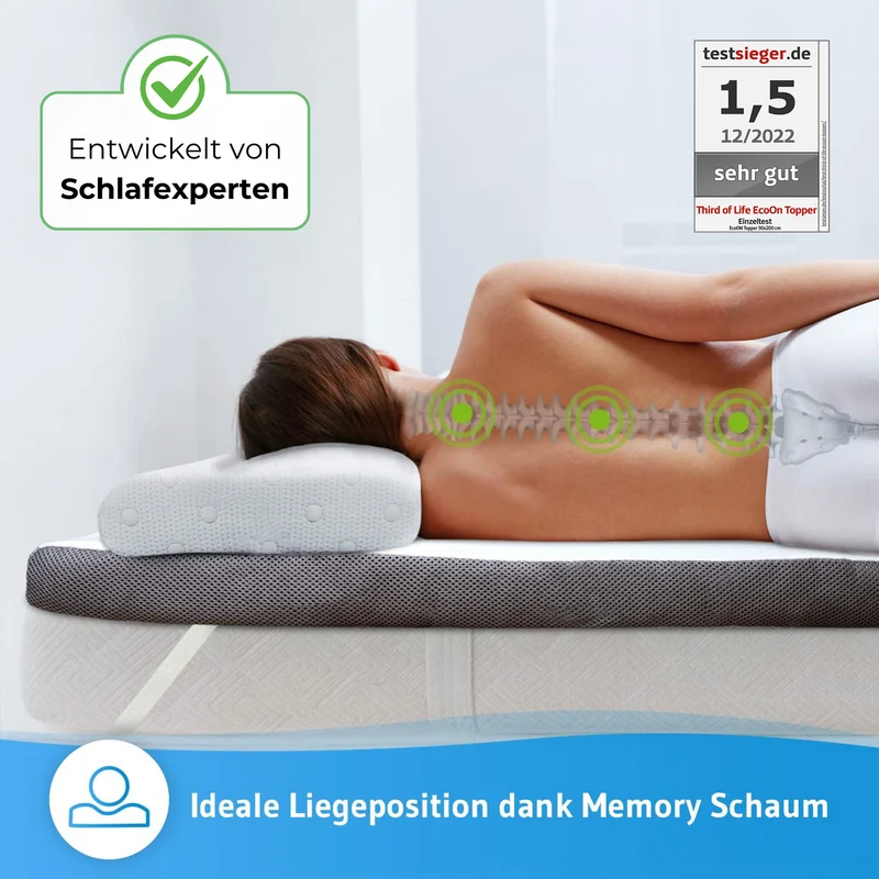 Topper EcoON - Ergonomischer Matratzentopper aus Memory-Schaum mit Tencel-Bezug