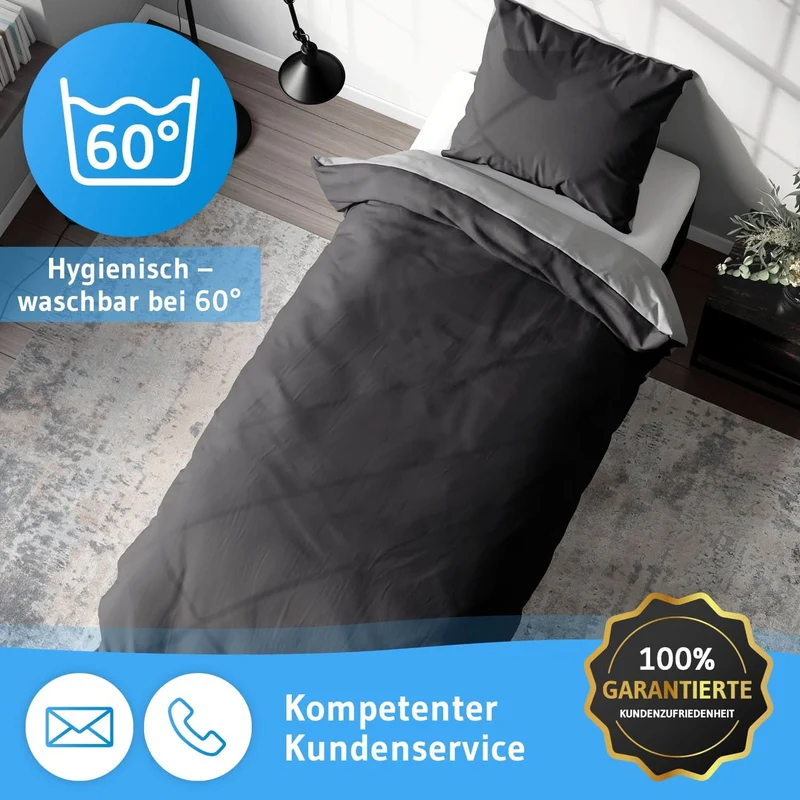 Mako-PREMIUM Satin Bettwäsche ELLA - 100% Baumwolle - STANDARD 100 by OEKO-TEX® – warm & flauschig