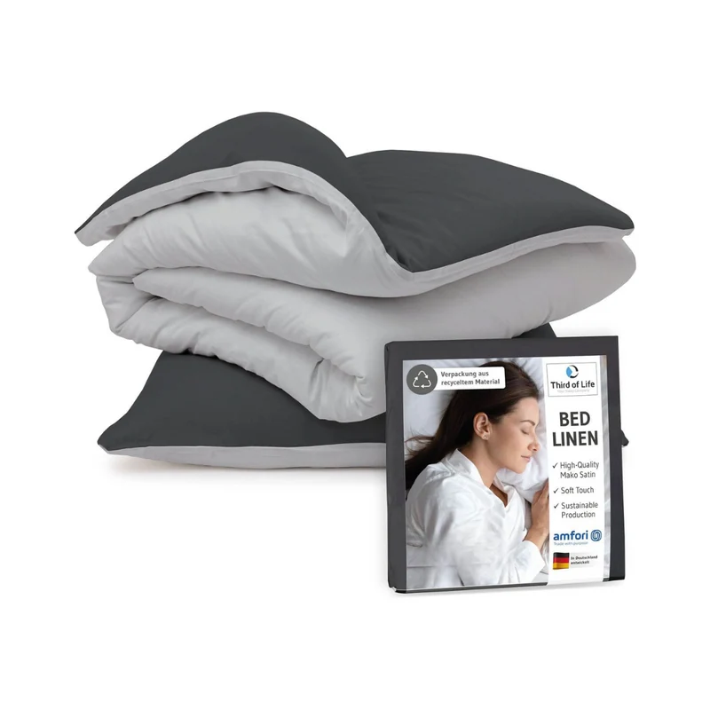 Mako-PREMIUM Satin Bettwäsche ELLA - 100% Baumwolle - STANDARD 100 by OEKO-TEX® – warm & flauschig