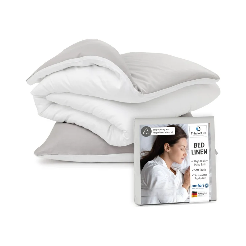 Mako-PREMIUM Satin Bettwäsche ELLA - 100% Baumwolle - STANDARD 100 by OEKO-TEX® – warm & flauschig