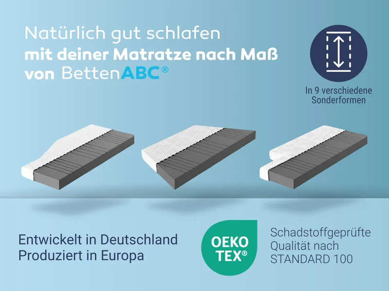 Matratzen nach Maß mit schrägem Eckabschnitt