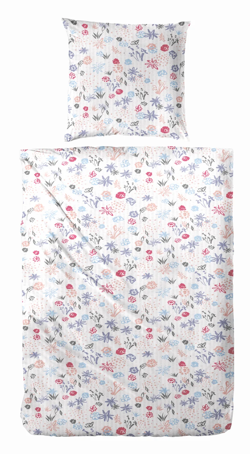 H.G. Hahn Soft-Seersucker-Bettwäsche Blümchen