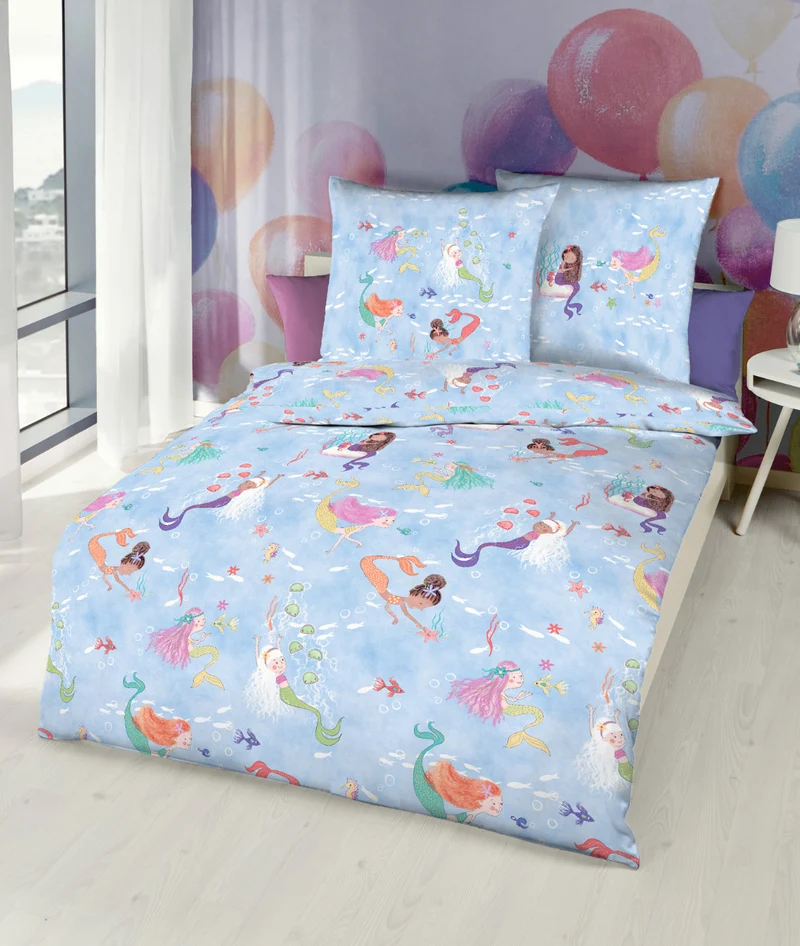 Kaeppel Junior Babybettwäsche 100x135/40x60 Renforce 100% Baumwolle Mermaids 381/008 bunt