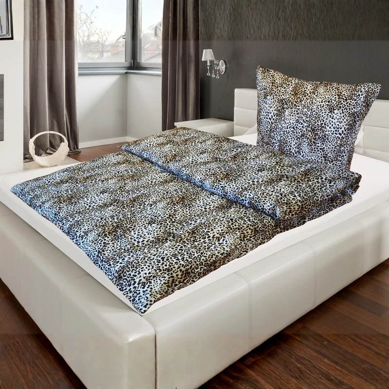 Leo-Nardo Baumwoll-Satin-Bettwäsche mit YKK-RV, beidseitiger Digitaldruck, 100% Baumwolle