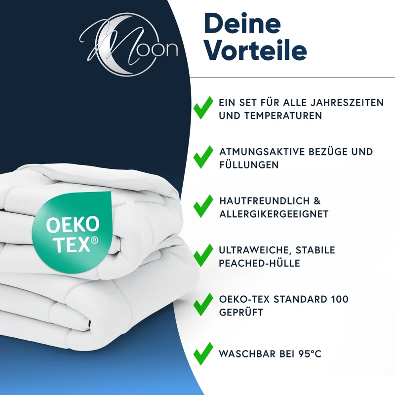MOON Classic Baby-Bettenset 4-Jahreszeiten-Decke inkl. Kopfkissen 100% Polyester