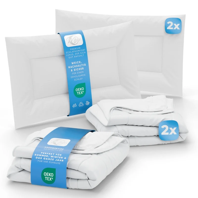 MOON Classic Baby-Bettenset 4-Jahreszeiten-Decke inkl. Kopfkissen 100% Polyester