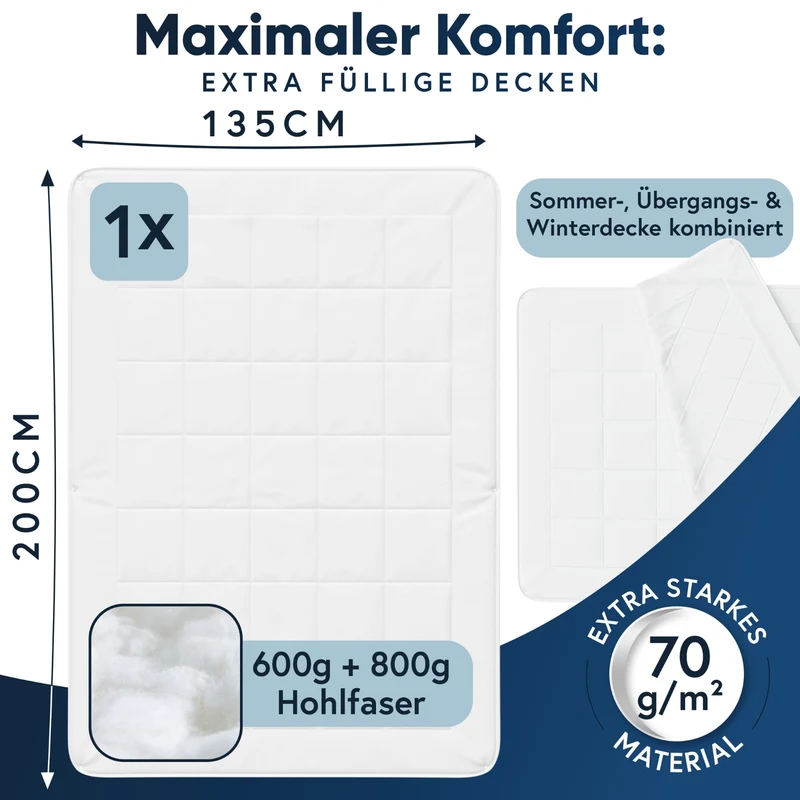 MOON Classic 4-Jahreszeiten-Bettdecke 100% Polyester