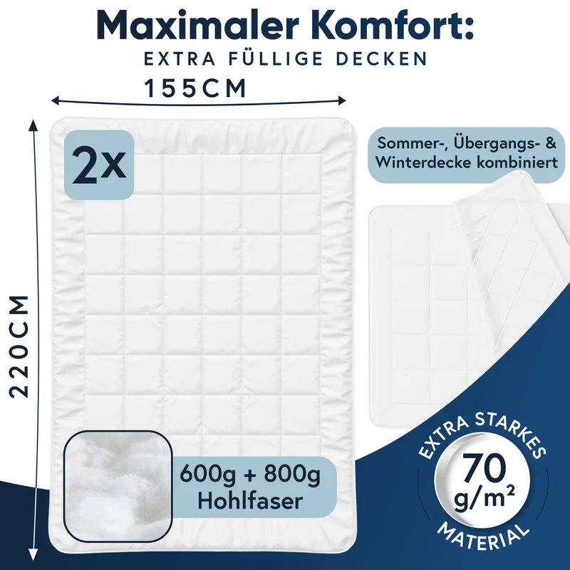 MOON Classic 4-Jahreszeiten-Bettdecke 100% Polyester