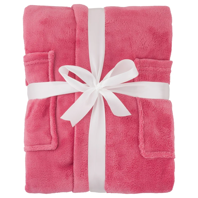 Bademantel Damen & Herren Coral Fleece Morgenmantel Kragen Cozy Light