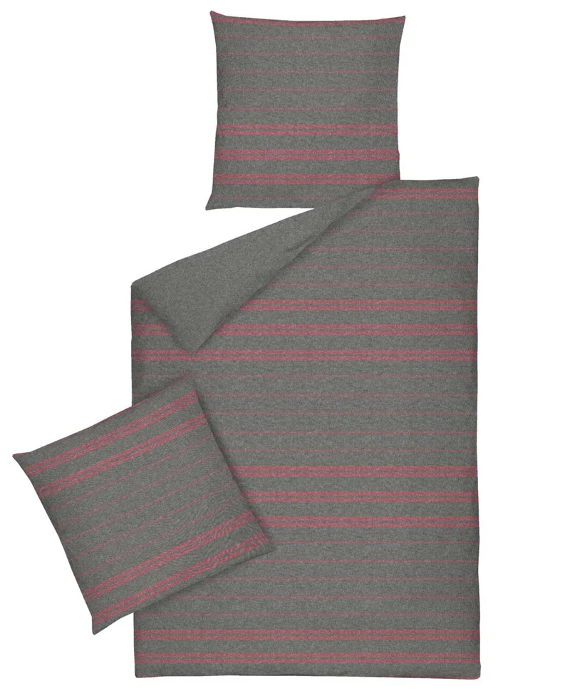 Dormisette Flanell Bettwäsche 135x200/80x80 anthrazit