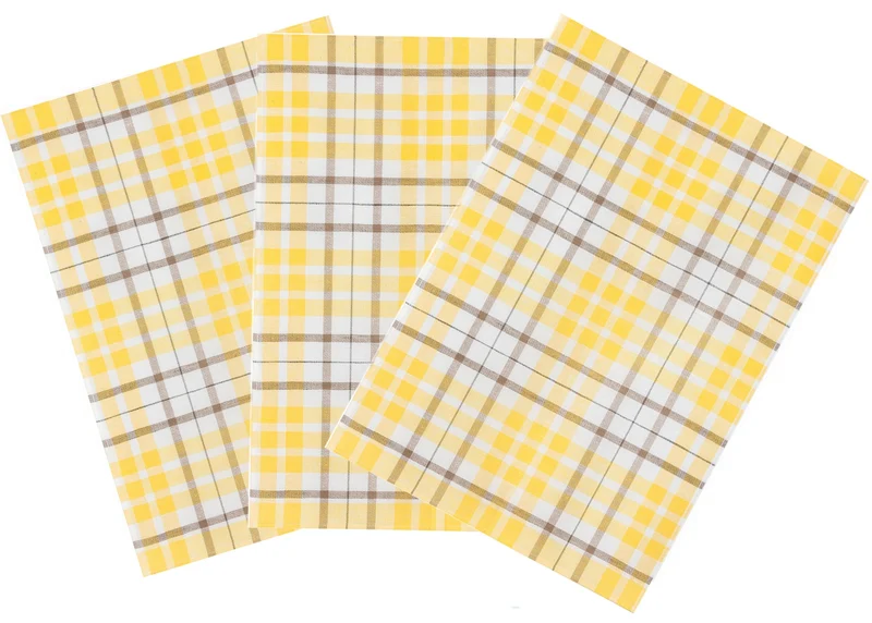 3er Pack Kracht Halbleinen Geschirrtuch 50x70 Blockkaro 2-900