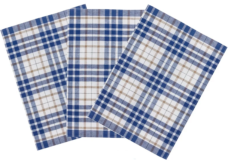 3er Pack Kracht Halbleinen Geschirrtuch 50x70 Blockkaro 2-900