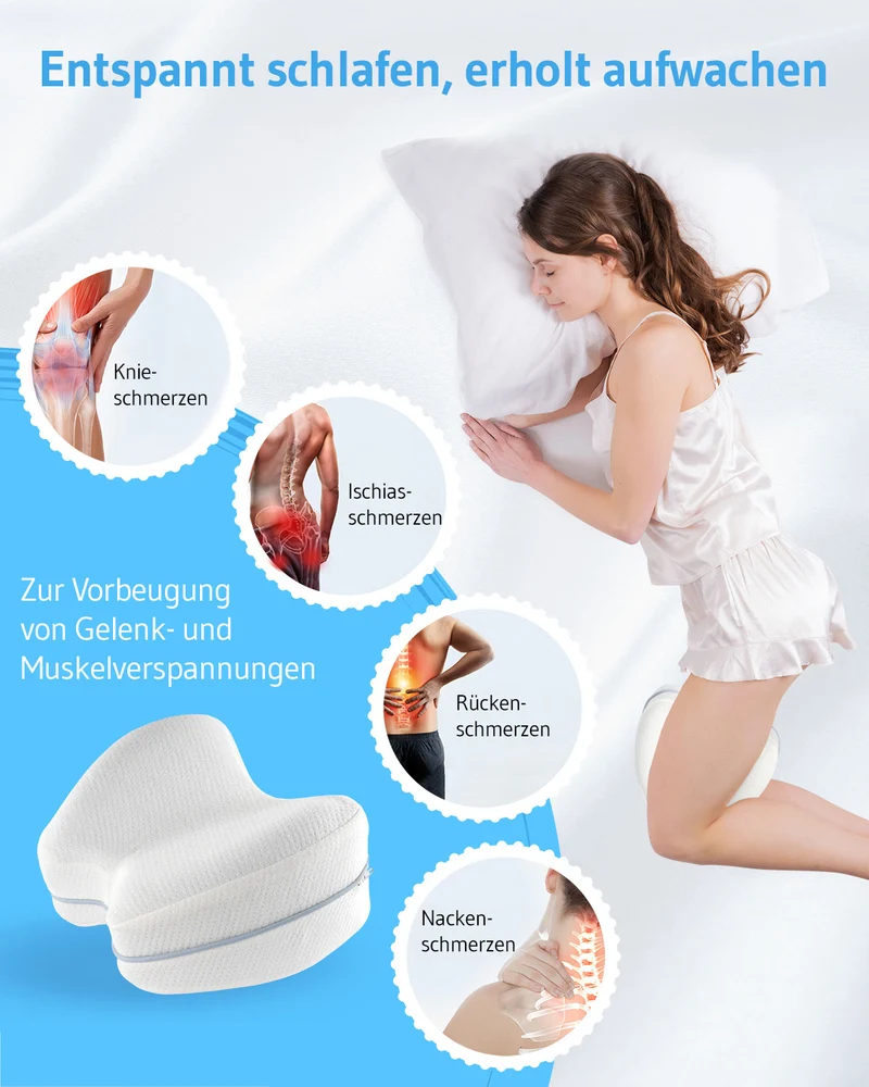Kniekissen für Seitenschläfer, orthopädisch aus Visco-Schaum