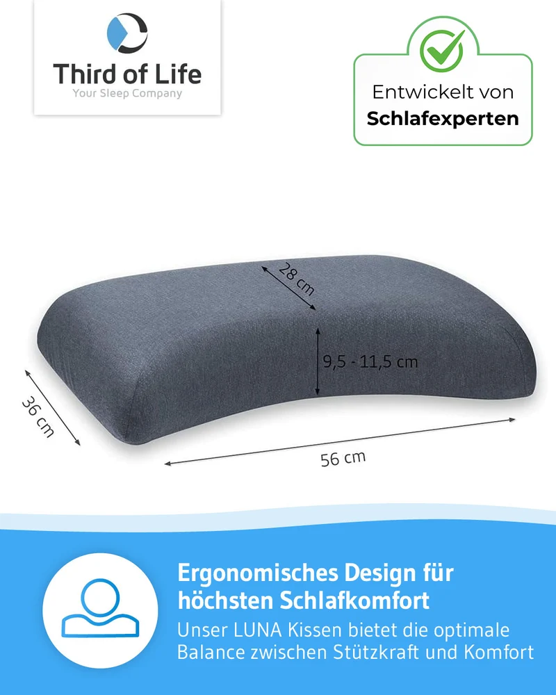 LUNA QuickDry Nackenstützkissen mit Schulterbogen, höhenverstellbar