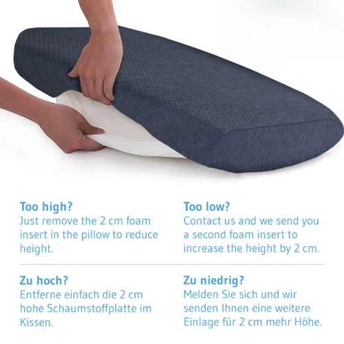 LUNA QuickDry Nackenstützkissen mit Schulterbogen, höhenverstellbar