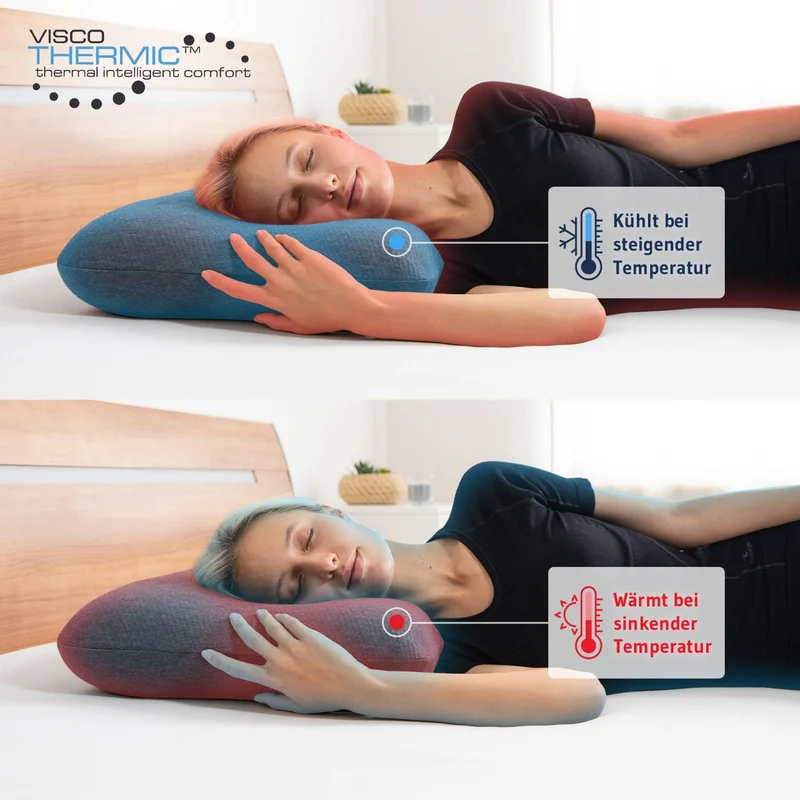 NuMOON QuickDry Nackenstützkissen mit Bambus-Aktivkohle aus Visco Schaum