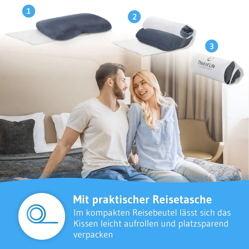 NuMOON QuickDry Nackenstützkissen mit Bambus-Aktivkohle aus Visco Schaum