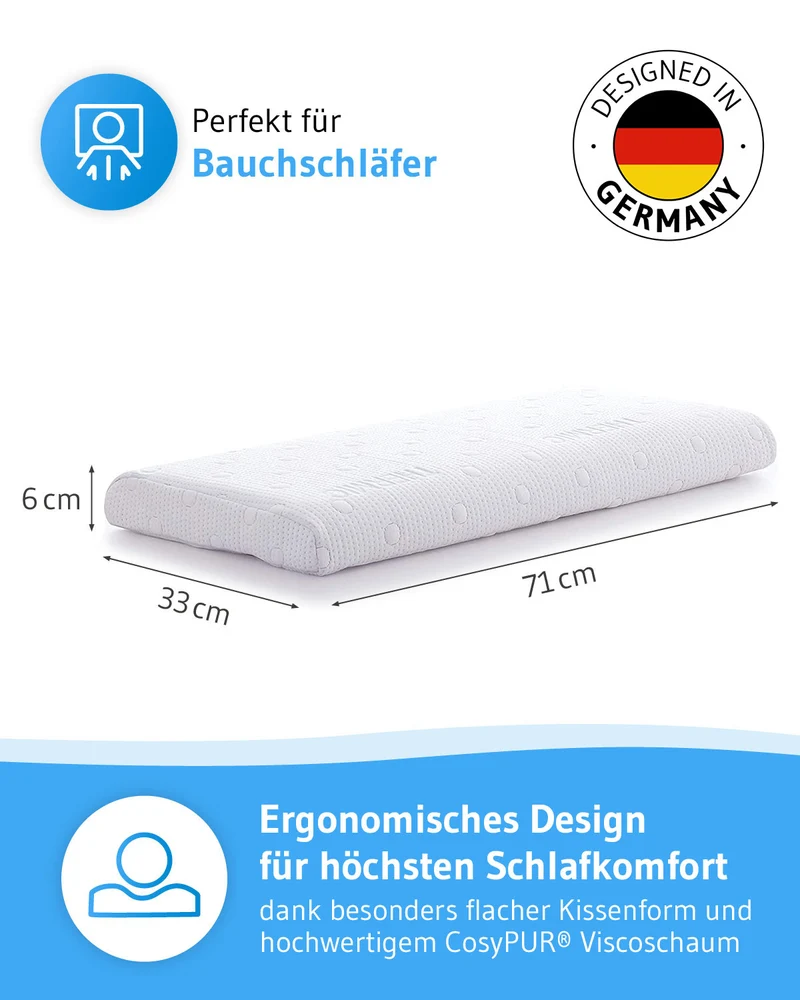 HADAR low Bauchschläferkissen aus Visco Schaum