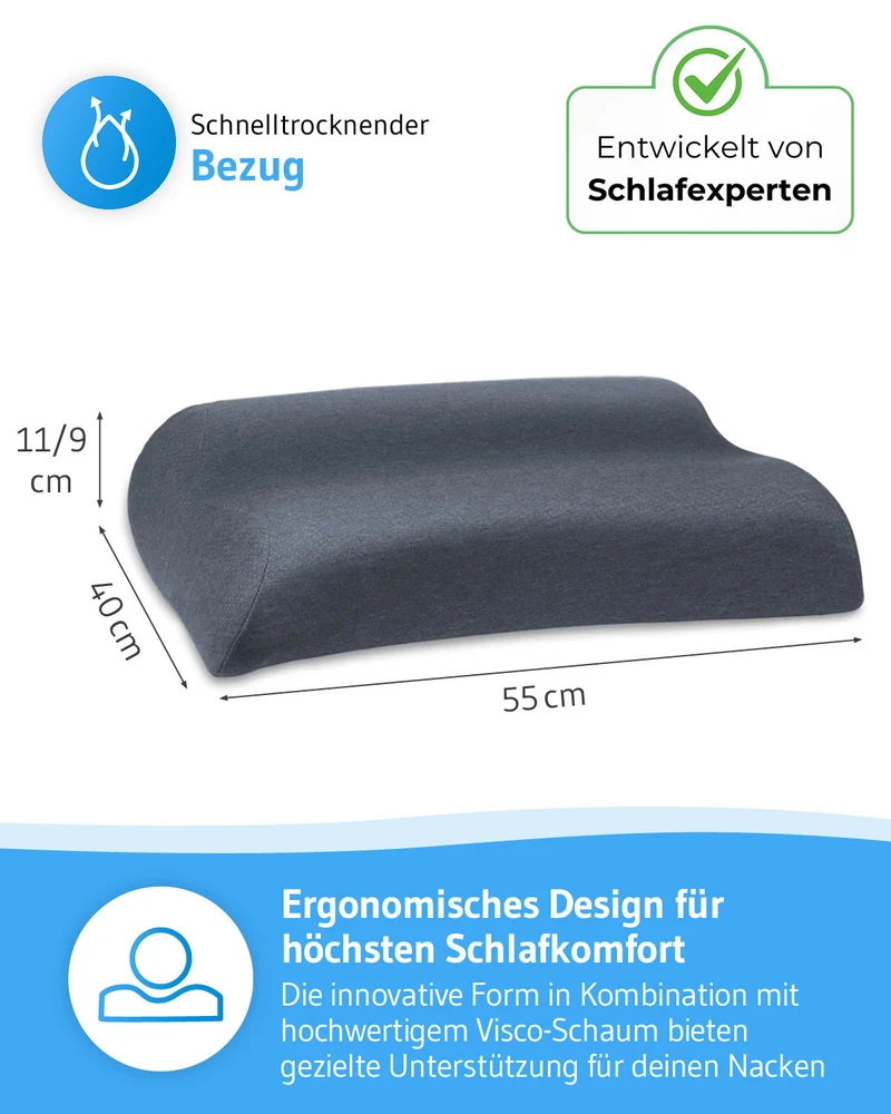 MATAR Nackenstützkissen mit Nackenwelle, höhenverstellbar aus Visco Schaum