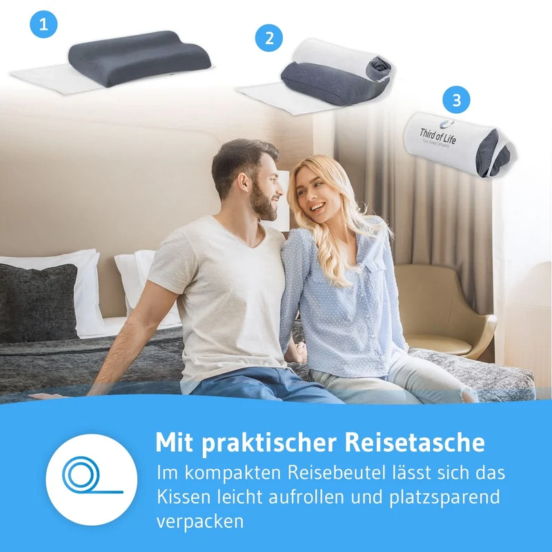 MATAR Nackenstützkissen mit Nackenwelle, höhenverstellbar aus Visco Schaum