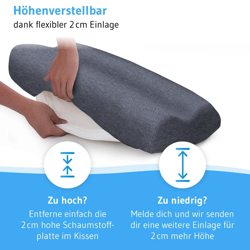 MATAR Nackenstützkissen mit Nackenwelle, höhenverstellbar aus Visco Schaum