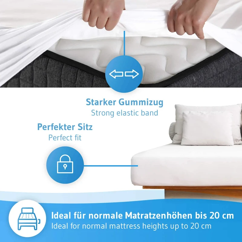 Jersey-Spannbettlaken aus 100 % Baumwolle ALBA, supersoft und atmungsaktiv, fusselfrei