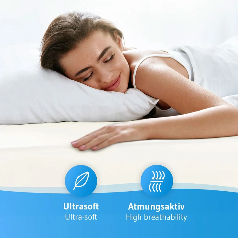 Jersey-Spannbettlaken aus 100 % Baumwolle ALBA, supersoft und atmungsaktiv, fusselfrei