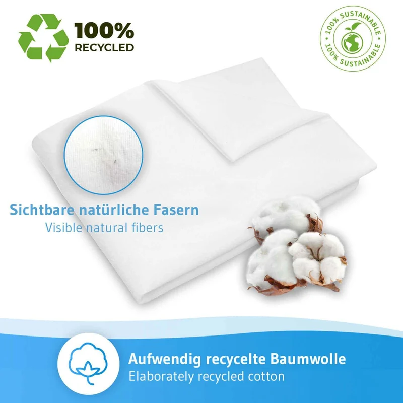 Molton Matratzenschoner MILA, 100 % wasserdicht mit Anti-Milben Ausrüstung, aus 70% recycelter Baumwolle