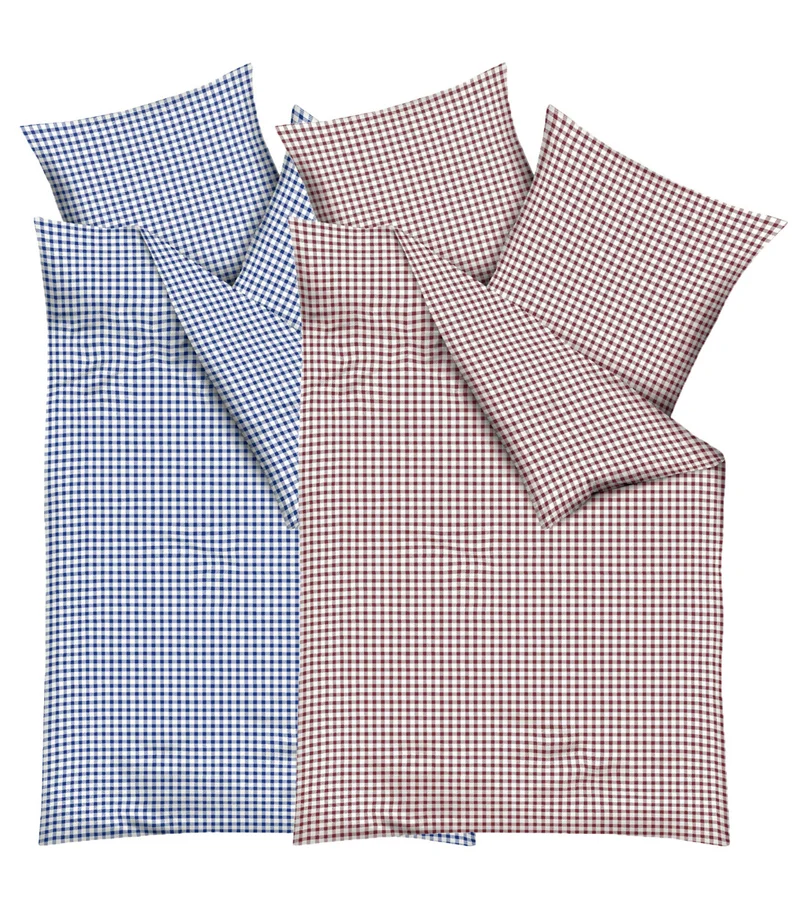 Kaeppel Feinbiber Bettwäsche 100% Baumwolle Vichy Karo-rot-135x200 / 80x80