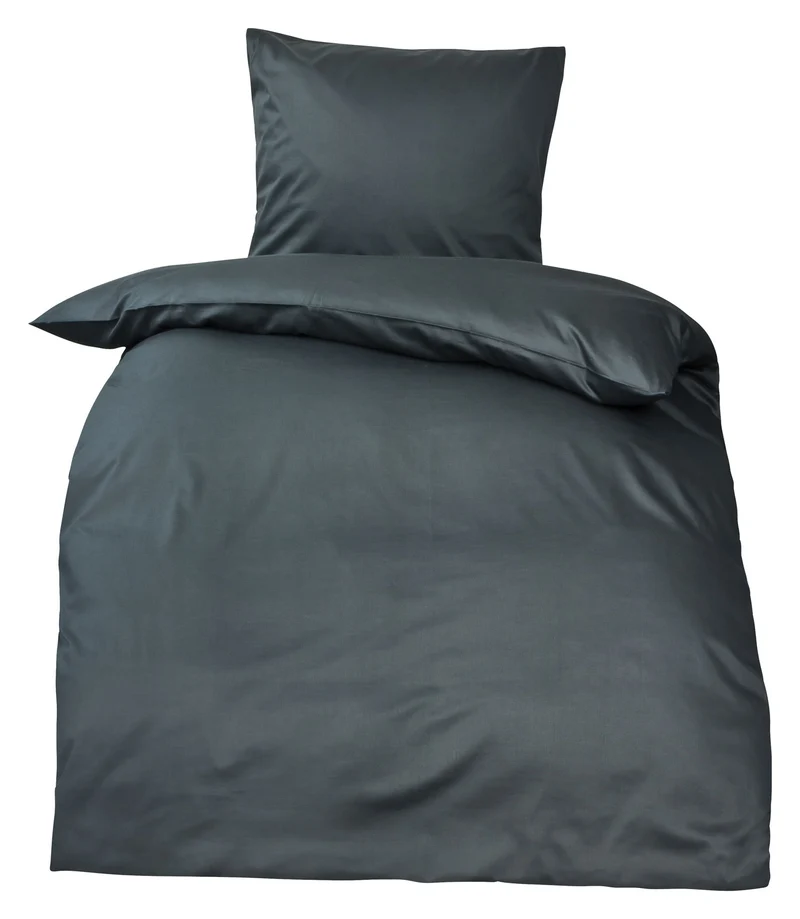 Premium Mako Satin Bettwäsche Kissenbezüge uni MOON 100% Baumwolle anthrazit - individuell zusammenstellbar