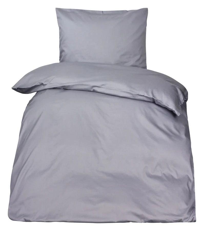 Premium Mako Satin Bettwäsche Kissenbezüge uni MOON 100% Baumwolle grau - individuell zusammenstellbar