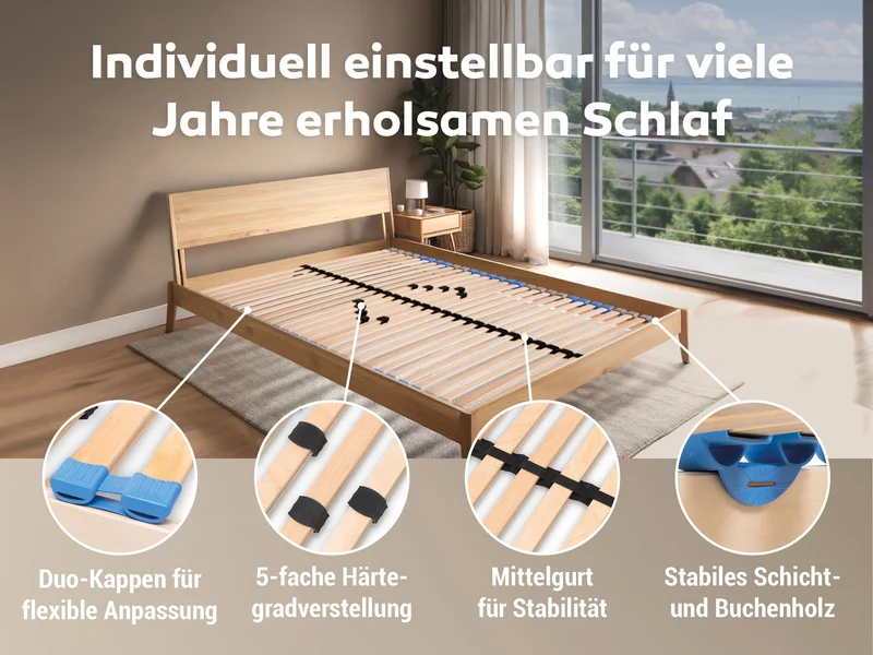 Betten-ABC Madera NV Lattenrost-Set Selbstmontage 160x200 cm