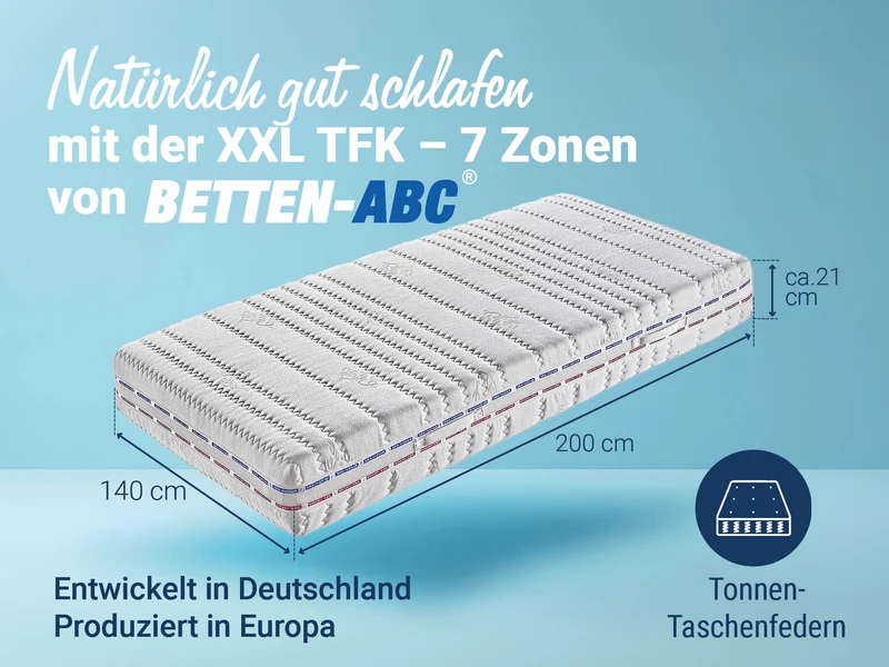 Betten-ABC XXL-TFK Tonnentaschenfederkern-Matratze