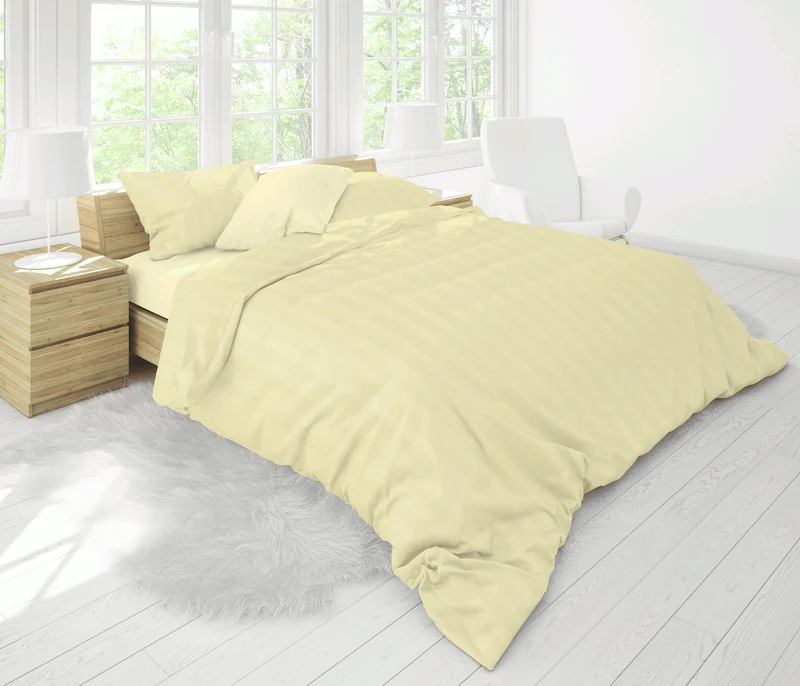 4tlg. MOON Professional Hotelbettwäsche Bettwäsche champagner Damast 25mm Hotelverschluss 90° 135x200 / 80x80 180g/m² schwere Ausführung