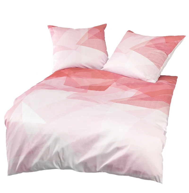 Janine Mako-Satin Bettwäsche modern art 135x200 / 80x80 42034 granatrose