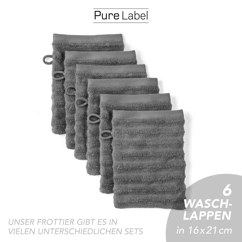 Waschlappen "Waves" - Anthrazit - 6x 16x21cm