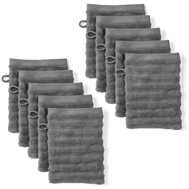 Waschlappen "Waves" - Anthrazit - 10x 16x21cm